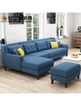 American Style Simple Latest Design Sectional L Shaped Corner Livingroom Furniture Fabric Sofa Set 